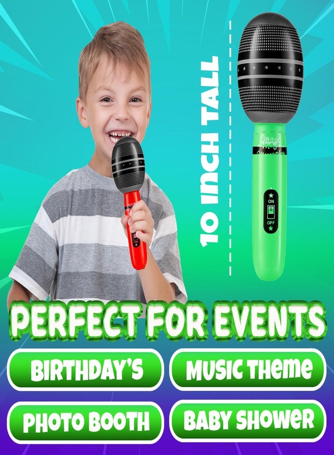 Bedwina Inflatable Microphones for Parties - (Pack of 24) 10-inch Neon Colors Blow Up Microphone for Kids & Adults, Party Favors, Giveaways, DJ-Props, Photo-Booth, Birthdays, Dance, Sing, Concert Decorations - Image 4